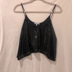 Black sequin crop top